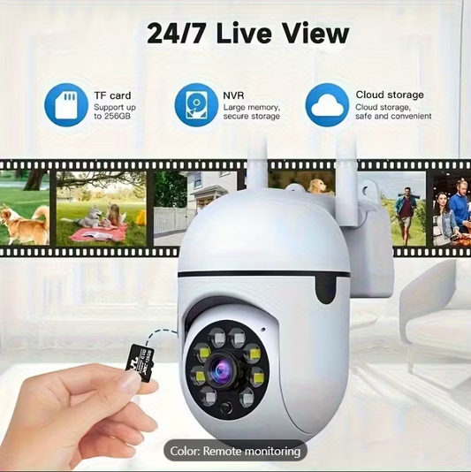 Smart Wi-Fi Security Camera with Motion Tracking, Two-Way Audio, Night Vision & HD Video – 355° Pan / 90° Til